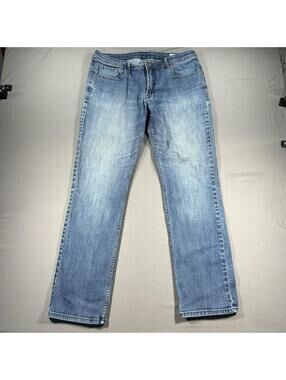 Buffalo David Bitton Jackson Straight Stretch Denim Light Wash Jeans Mens 36x34
